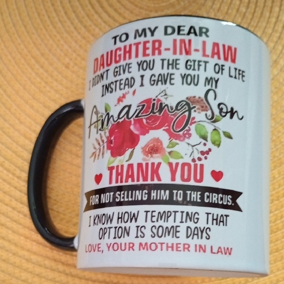 Floral Black and White Mug for Daughter-in-Law - Picture 1 of 3
